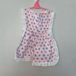 Pink floral doll apron